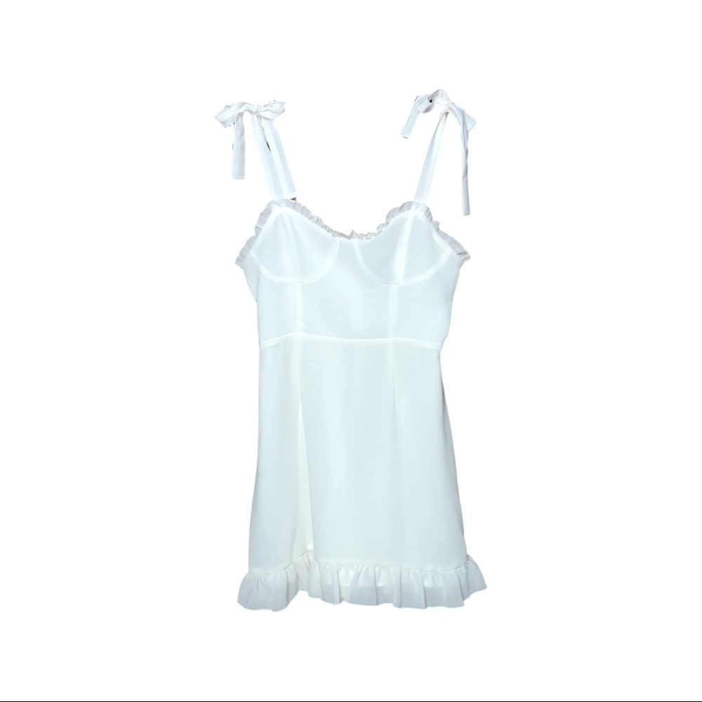 F21 Self Tie Straps Mini Dress - White - Size L